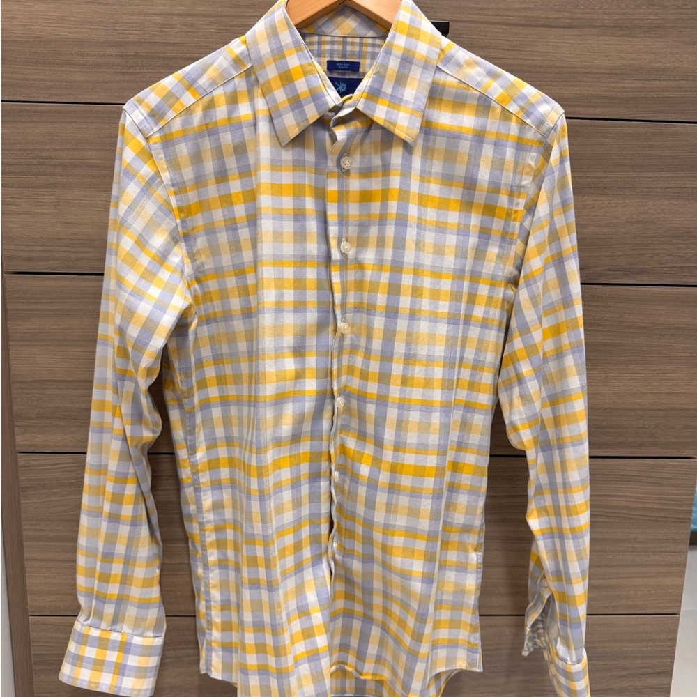 Egara Yellow and White Plaid Men's Shirt